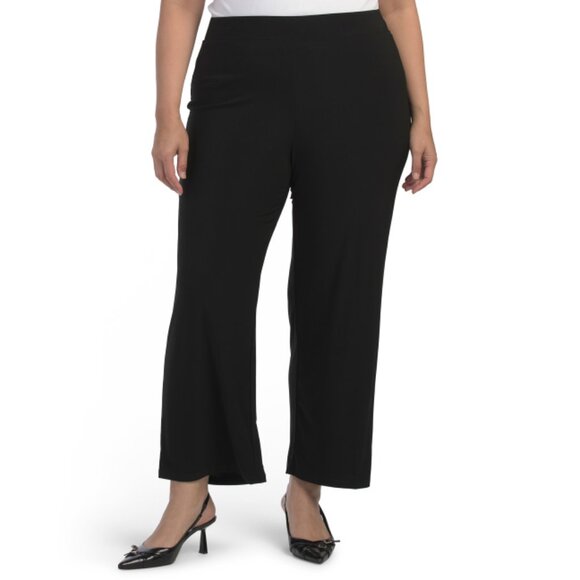 KASPER Black Plus Pull On Wide Leg Ankle Pants - Picture 1 of 2